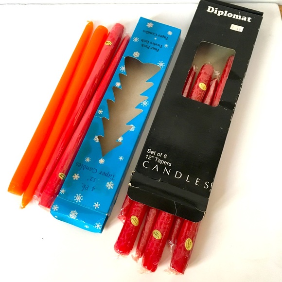 Vintage Holiday Vintage Taper Candles Lot Of 2 Boxes Red Orange